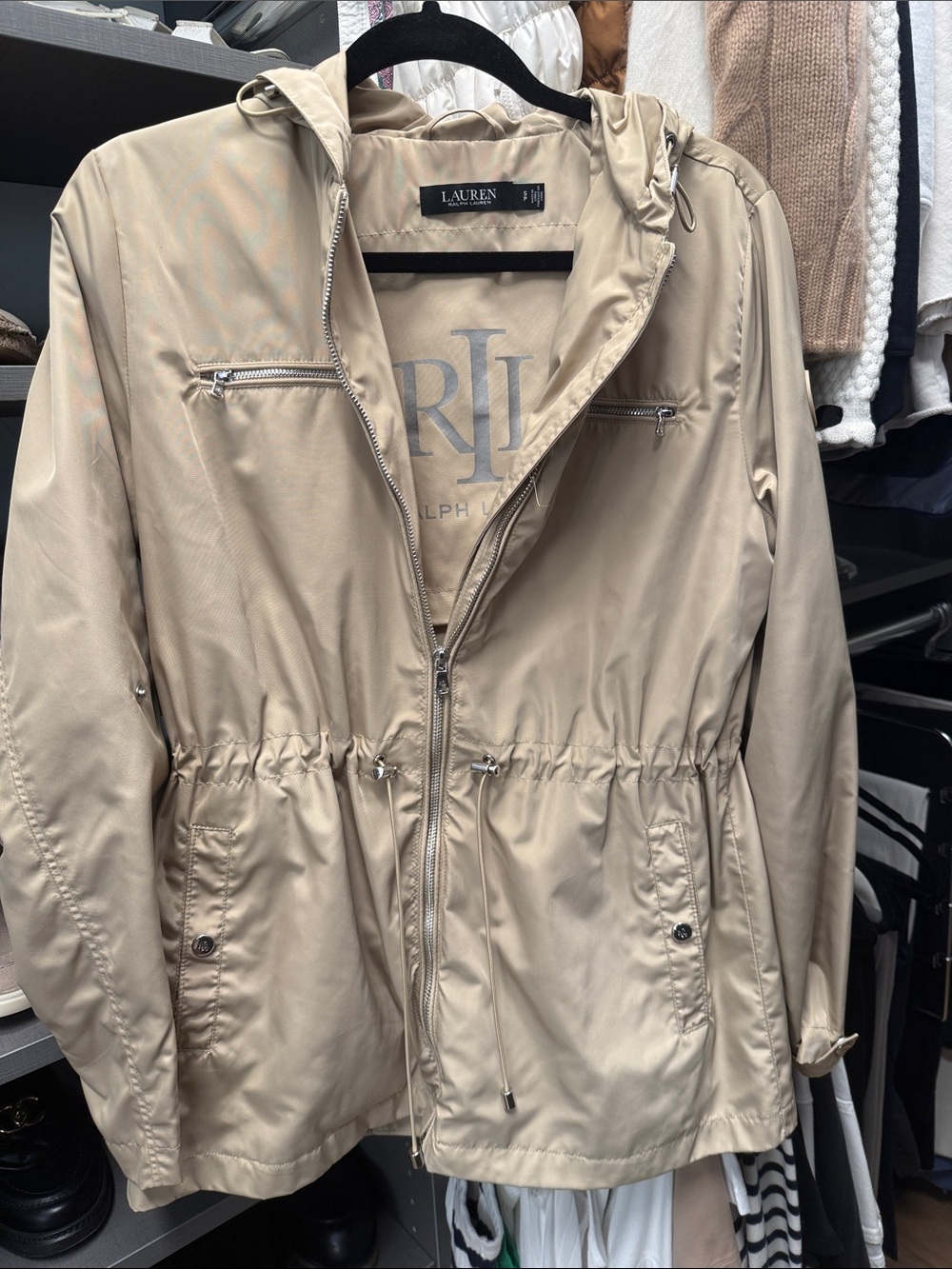 Lauren Ralph Lauren Beige Hooded Utility Anorak Jacket